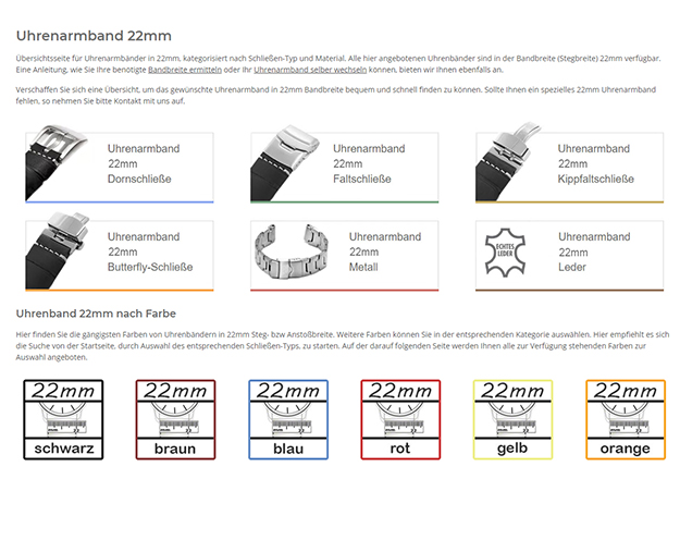 Uhrenarmband 22mm Übersichtsseite